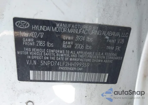 2017 Hyundai Elantra Se из США, поврежденный, VIN 5NPD74LF2HH199359